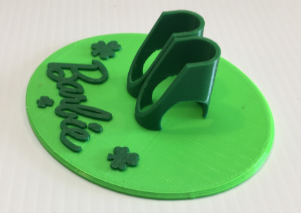 Barbie Doll Stand Green Shamrocks Side