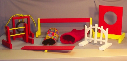 Pet Rat Agility Equipment Set Red Yellow